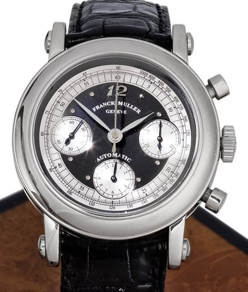 Franck Muller. An 18ct white gold automatic chronograph wristwatch together with fitted box, outer card and papers