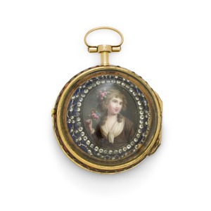 Isaac Soret fils, Geneva. An enameled vari colored gold triple case verge watch