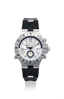 BVLGARI. A STAINLESS STEEL AUTOMATIC DUAL TIME WRISTWATCH WITH SWEEP CENTRE SECONDS AND DATE