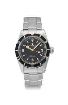 Rolex. An extremely rare stainless steel automatic wristwatch with sweep centre seconds, bracelet and Explorer Dial
