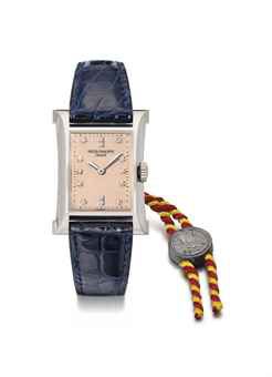 Patek Philippe. A lady's fine 18K white gold limited edition rectangular-shaped wristwatch with Original Certificate and box