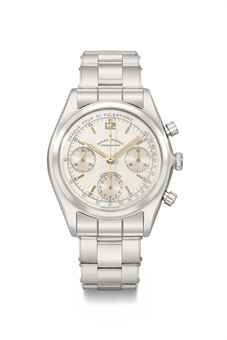 Rolex. A fine and very rare stainless steel chronograph wristwatch with three-tone silvered dial and pulsation scale