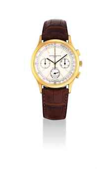 VACHERON CONSTANTIN. A FINE 18K GOLD AUTOMATIC CHRONOGRAPH WRISTWATCH WTIH DATE