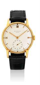 PATEK PHILIPPE. A RARE 18K GOLD WRISTWATCH