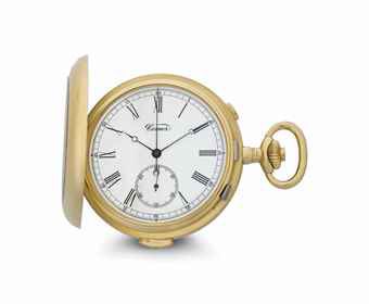 Comor. An 18k Gold Minute Repeating Hunter Case Chronograph Pocket Watch