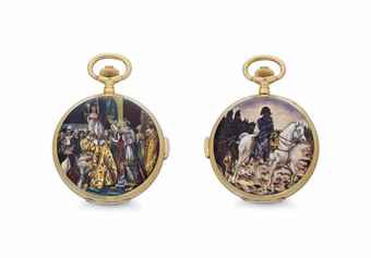 Comor. A Fine 18k Gold and Enamel Minute Repeating Hunter Case Keyless Lever Pocket Watch