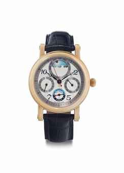 Christiaan Van Der Klaauw. A Fine 18k Pink Gold Automatic Wristwatch with Date, Month, Sun and Moon Position, and Solar and Moon Eclipse Indication