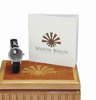 Martin Braun. A Unique Platinum and Meteorite Automatic Wristwatch with Unusual Date Ring and Moon Phases