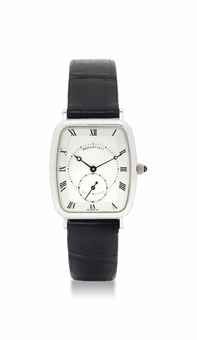 BREGUET. AN 18K WHITE GOLD TONNEAU-SHAPED WRISTWATCH