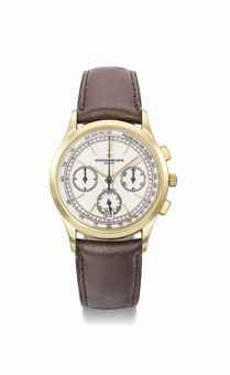Vacheron Constantin. A very fine 18K gold chronograph wristwatch with date, original certificate and box