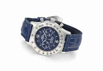 Panerai. A rare and large stainless steel water-resistant chronograph wristwatch