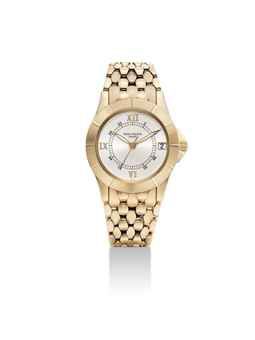PATEK PHILIPPE. A FINE 18K GOLD AUTOMATIC WRISTWATCH WITH SWEEP CENTRE SECONDS, DATE AND BRACELET
