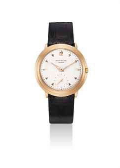 PATEK PHILIPPE. A FINE 18K PINK GOLD WRISTWATCH