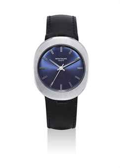 PATEK PHILIPPE. A STAINLESS STEEL CUSHION-SHAPED AUTOMATIC WRISTWATCH WITH SWEEP CENTRE SECONDS