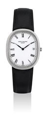 PATEK PHILIPPE. A STAINLESS STEEL CUSHION-SHAPED WRISTWATCH WITH DATE