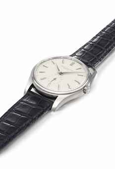 PATEK PHILIPPE. A VERY FINE AND RARE 18K WHITE GOLD AUTOMATIC WRISTWATCH WITH ENAMEL DIAL