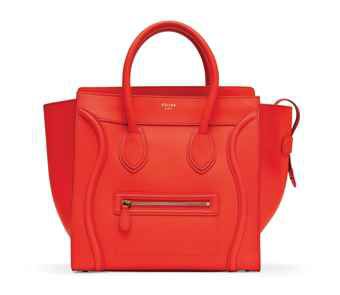 SAC MINI LUGGAGE EN CUIR SOUPLE ORANGE VIF, GARNITURE EN MÉTAL DORÉ
