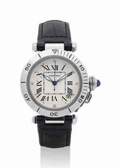 CARTIER. A STAINLESS STEEL WRISTWATCH WITH DATE