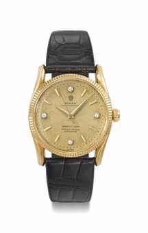 Rolex. A rare and very elegant 18K gold diamond-set automatic wristwatch with sweep centre seconds