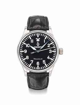 Wempe. A large and very rare platinum limited edition pilot's wristwatch with sweep centre seconds, hack feature, Guarantee and box