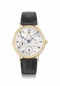 Breguet. A very fine 18K gold automatic perpetual calendar wristwatch with equation of time, certificate of origin and box