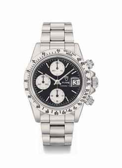Tudor. A rare stainless steel automatic chronograph wristwatch with date and bracelet