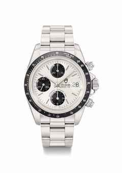 Tudor. A stainless steel chronograph wristwatch with date, bracelet, Guarantee and box