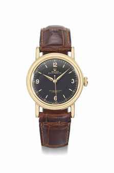 Rolex. A rare and very attractive 18K gold automatic wristwatch with sweep centre seconds and black dial