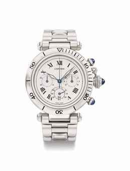 Cartier. A fine stainless steel chronograph wristwatch with date and bracelet