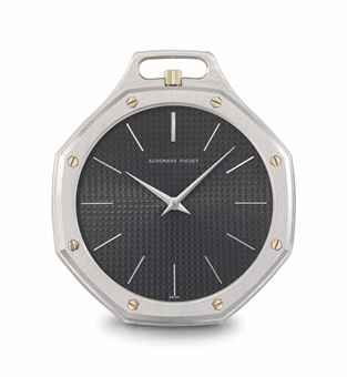 Audemars Piguet. A very rare and unusual octagonal 18K white gold keyless lever pendant watch