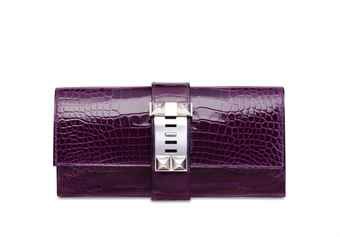 A SHINY CASSIS ALLIGATOR MÉDOR 23 WITH PALLADIUM HARDWARE