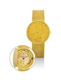 VACHERON CONSTANTIN. AN 18K GOLD TWENTY DOLLAR COIN BRACELET WATCH