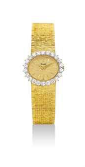 PIAGET. A LADY'S FINE 18K GOLD AND DIAMOND-SET OVAL BRACELET WATCH
