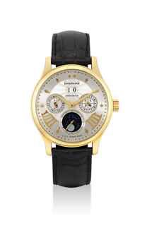 CHOPARD. A FINE AND RARE 18K GOLD LIMITED EDITION AUTOMATIC PERPETUAL CALENDAR WRISTWATCH WITH 24 HOUR, LEAP YEAR INDICATION AND MOON PHASE