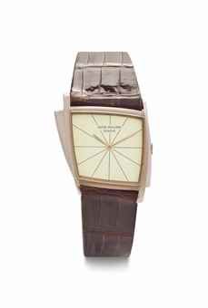 Patek Philippe. A Rare 18k Pink Gold Asymmetrical Wristwatch