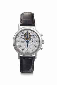 Breguet. A Fine Platinum Tourbillon Chronograph Wristwatch