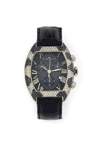 A silver, diamond and coloured diamond quartz 'Magnum Commander' chronograph wristwatch, by Van Der Bauwede
