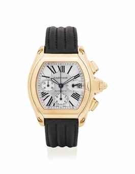 CARTIER. AN 18K GOLD AUTOMATIC CHRONOGRAPH WRISTWATCH WITH DATE