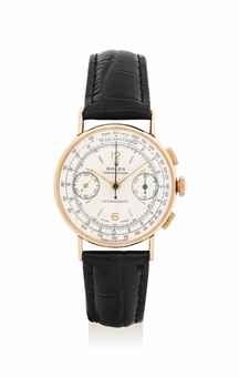 ROLEX. A VERY FINE 18K PINK GOLD CHRONOGRAPH WRISTWATCH
