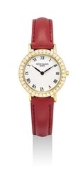 PATEK PHILIPPE. A LADY'S 18K GOLD AND DIAMOND-SET WRISTWATCH