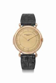 Vacheron Constantin. An extremely fine, rare and large 18K pink gold minute repeating wristwatch with champagne dial