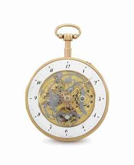 Vaucher Frères. A fine, rare and unusual 18K pink gold skeletonized minute repeating keywound watch with pin-pallet lever escapement
