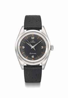 Omega. A fine stainless steel anti-magnetic wristwatch with sweep centre seconds and black dial