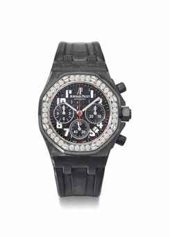 Audemars Piguet. An attractive carbon and diamond-set automatic chronograph wristwatch with date