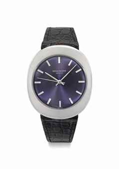 Patek Philippe. A fine and rare stainless steel oval-shaped automatic wristwatch with sweep centre seconds