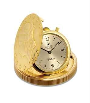ROLEX. A RARE 18K GOLD TWENTY DOLLAR COIN WATCH