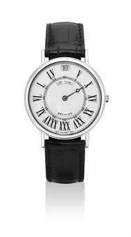 BREGUET. A FINE PLATINUM LIMITED EDITION AUTOMATIC JUMP-HOUR WRISTWATCH