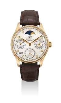 IWC. A FINE 18K PINK GOLD AUTOMATIC PERPETUAL CALENDAR WRISTWATCH WITH 7 DAY POWER RESERVE, MOON PHASES AND DIGITAL YEAR DISPLAY