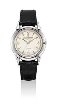 VACHERON CONSTANTIN. A FINE PLATINUM AUTOMATIC WRISTWATCH WITH SWEEP CENTRE SECONDS