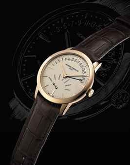 VACHERON CONSTANTIN. A FINE AND RARE 18K PINK GOLD LIMITED EDITION AUTOMATIC BI-RETROGRADE WRISTWATCH WITH DAY AND DATE, MADE TO COMMEMORATE THE 20TH ANNIVERSARY OF DUBAIL, PLACE VENDÔ ME, PARIS